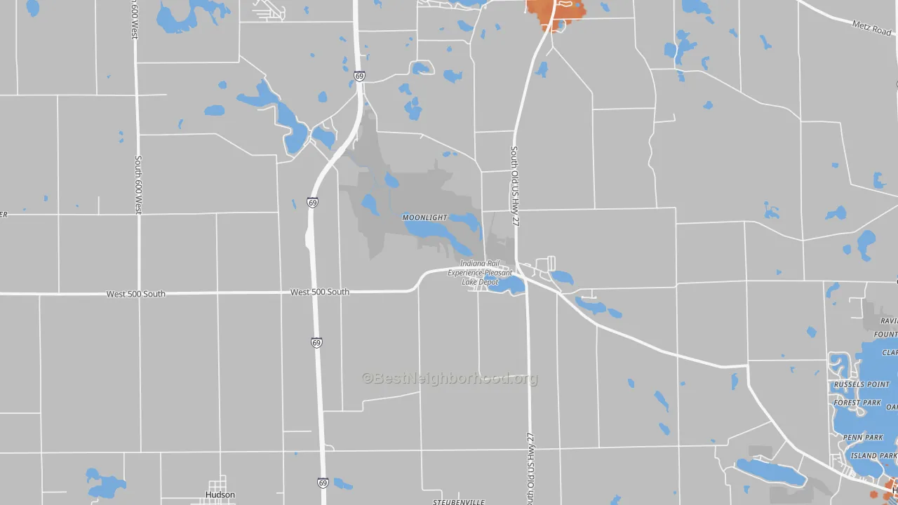 Bike Grade map of 46779, IN