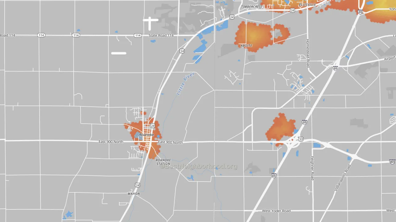 Bike Grade map of 46783, IN