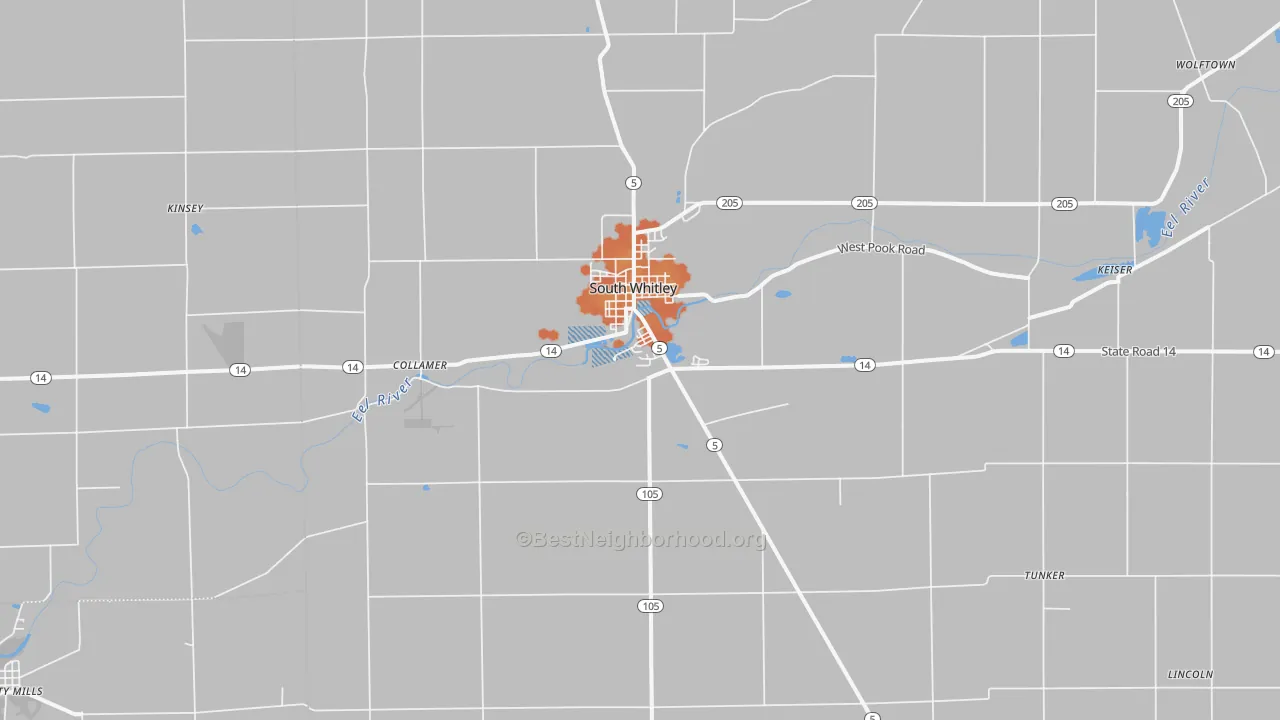 Bike Grade map of 46787, IN