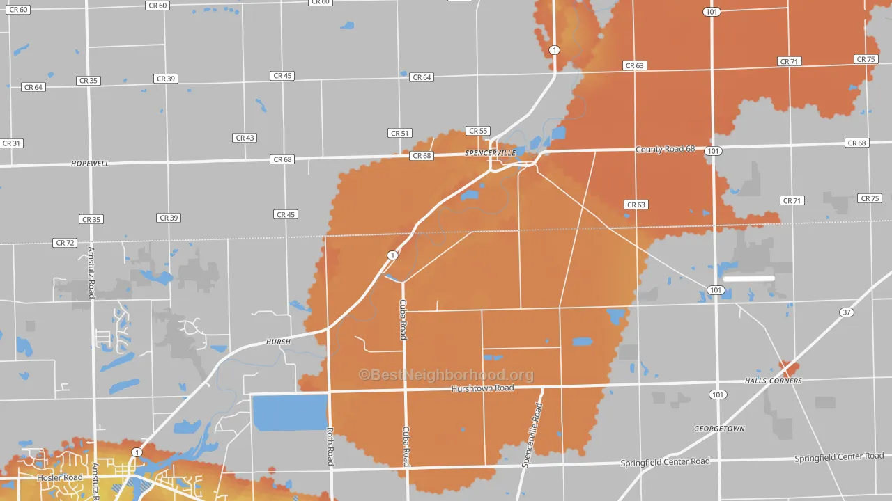 Bike Grade map of 46788, IN
