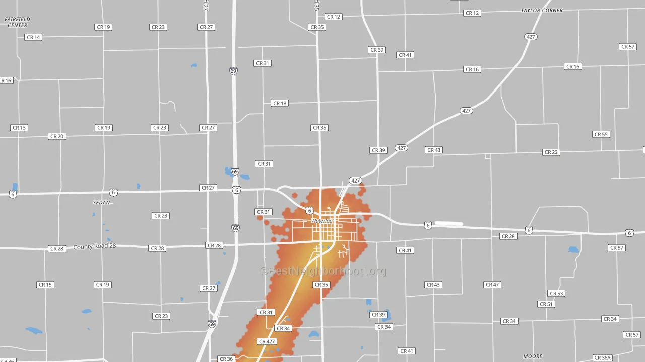 Bike Grade map of 46793, IN