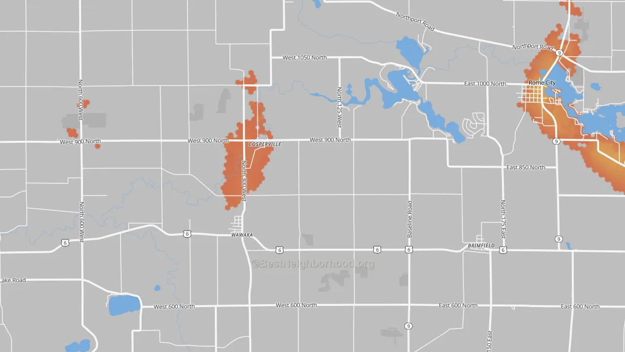 Bike Grade map of 46794, IN