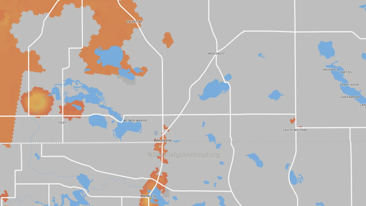 Bike Grade map of 46795, IN