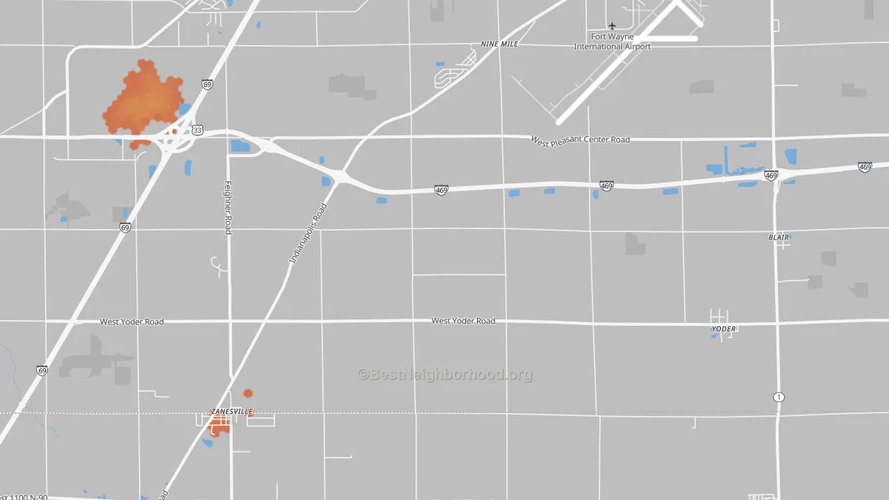 Bike Grade map of 46798, IN
