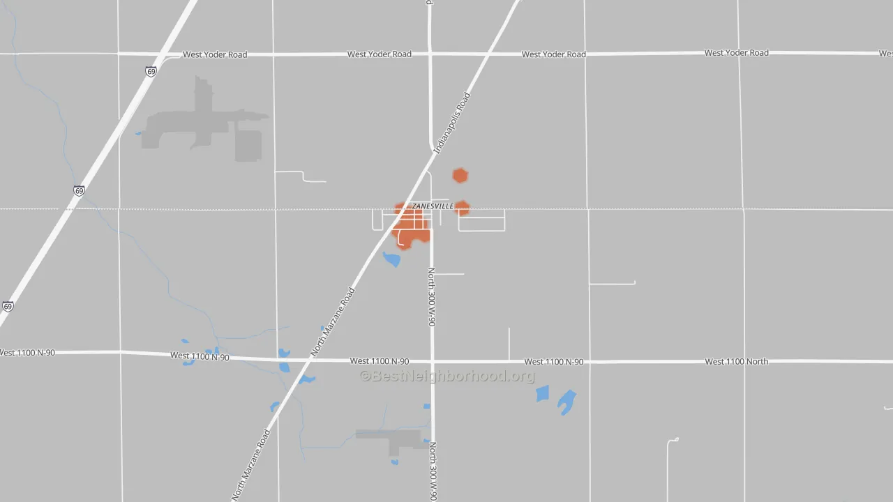 Bike Grade map of 46799, IN