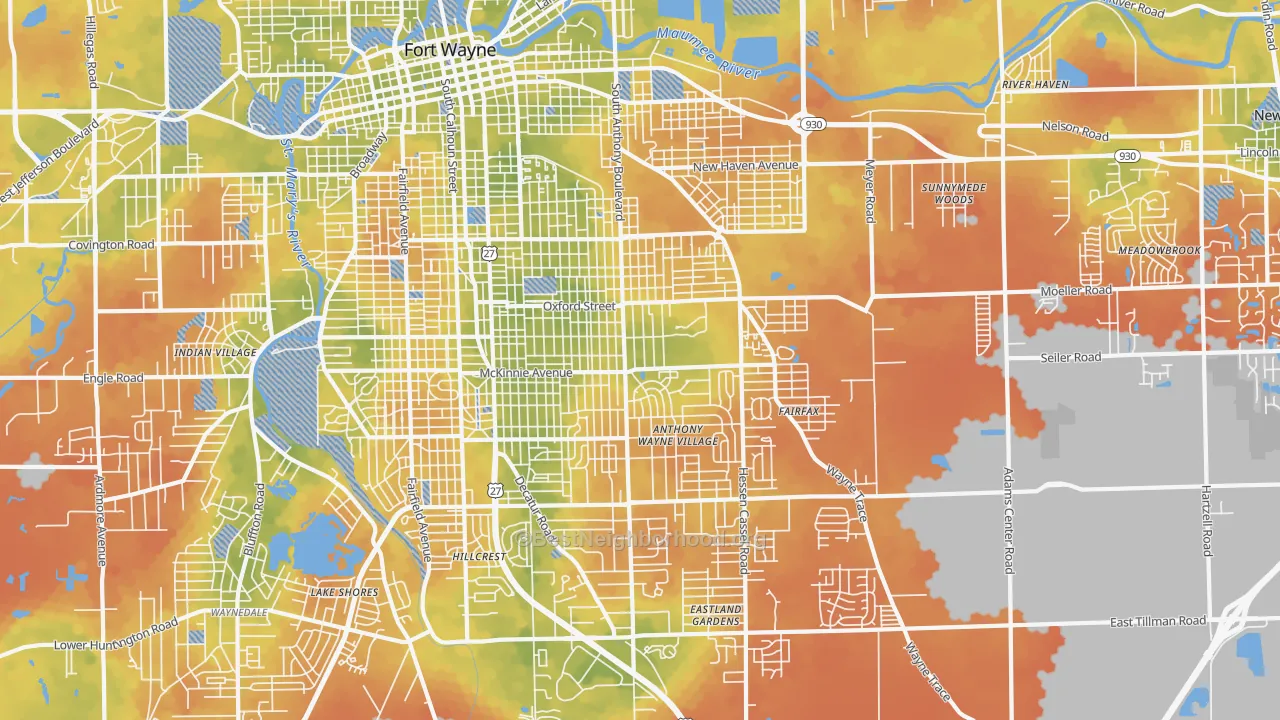 Bike Grade map of 46806, IN