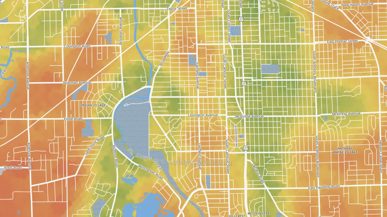 Bike Grade map of 46807, IN