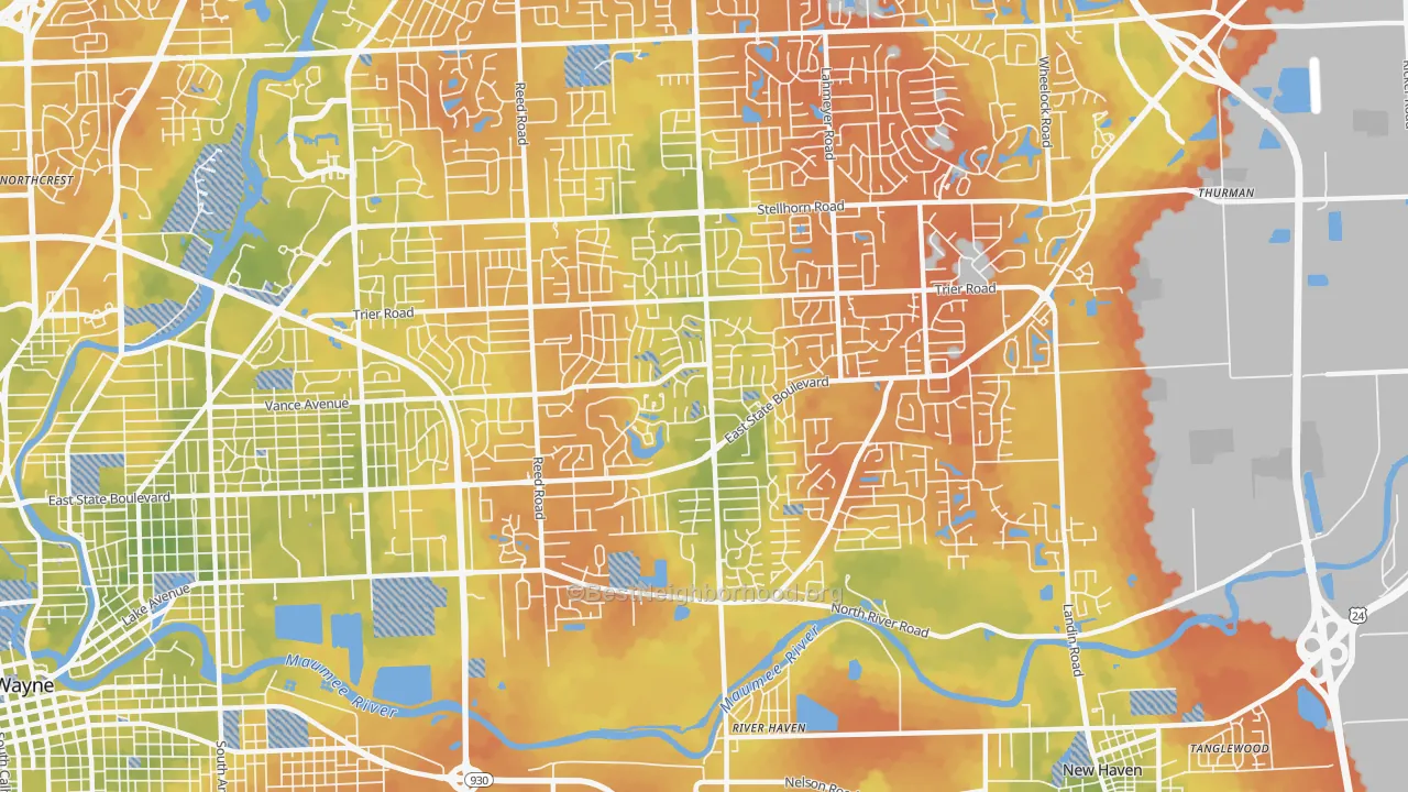Bike Grade map of 46815, IN
