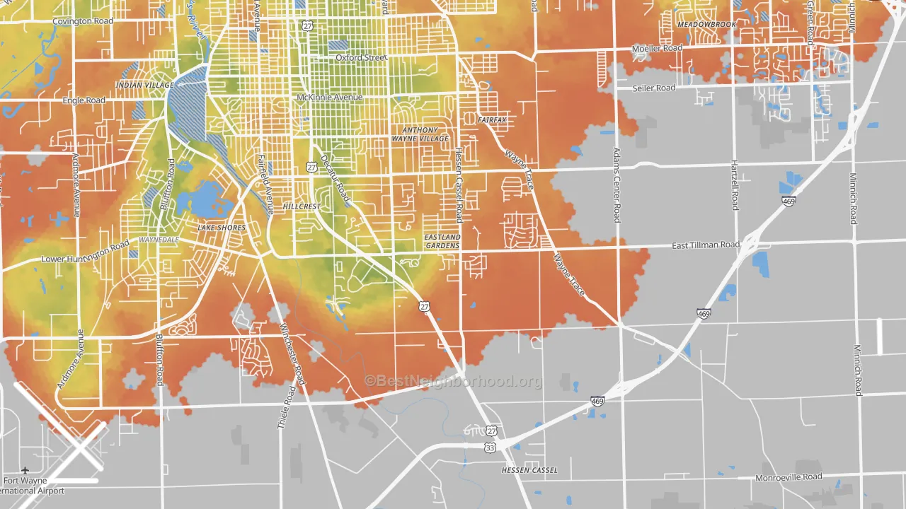 Bike Grade map of 46816, IN