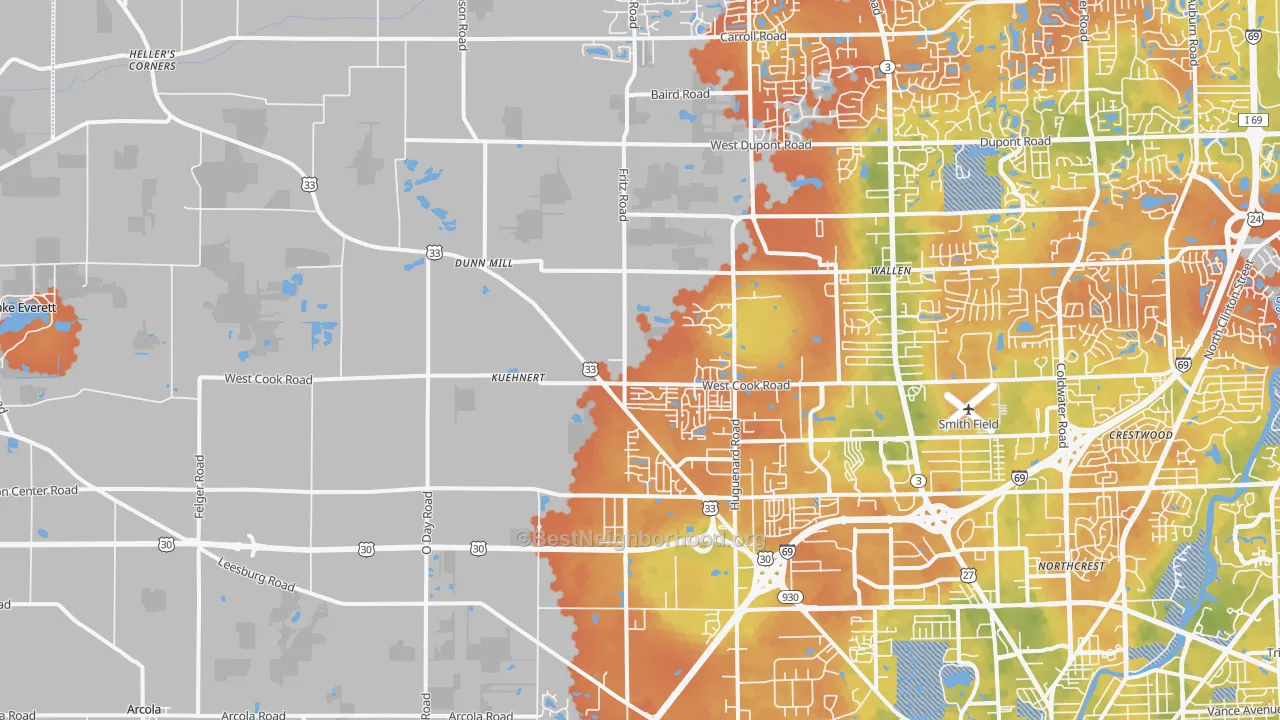 Bike Grade map of 46818, IN