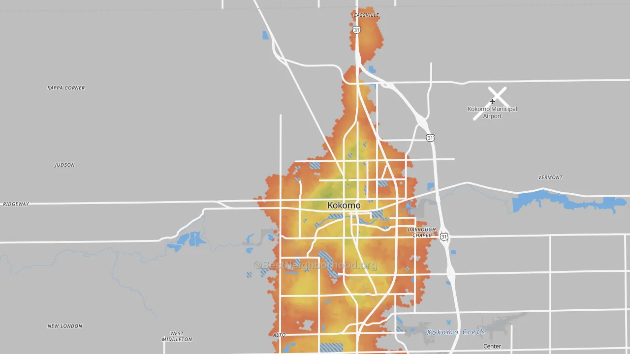 Bike Grade map of 46901, IN