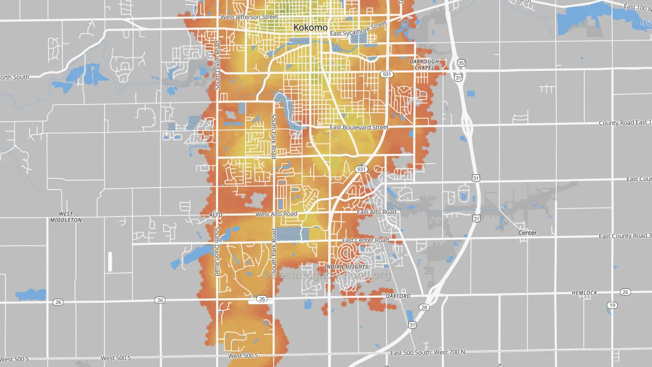 Bike Grade map of 46902, IN