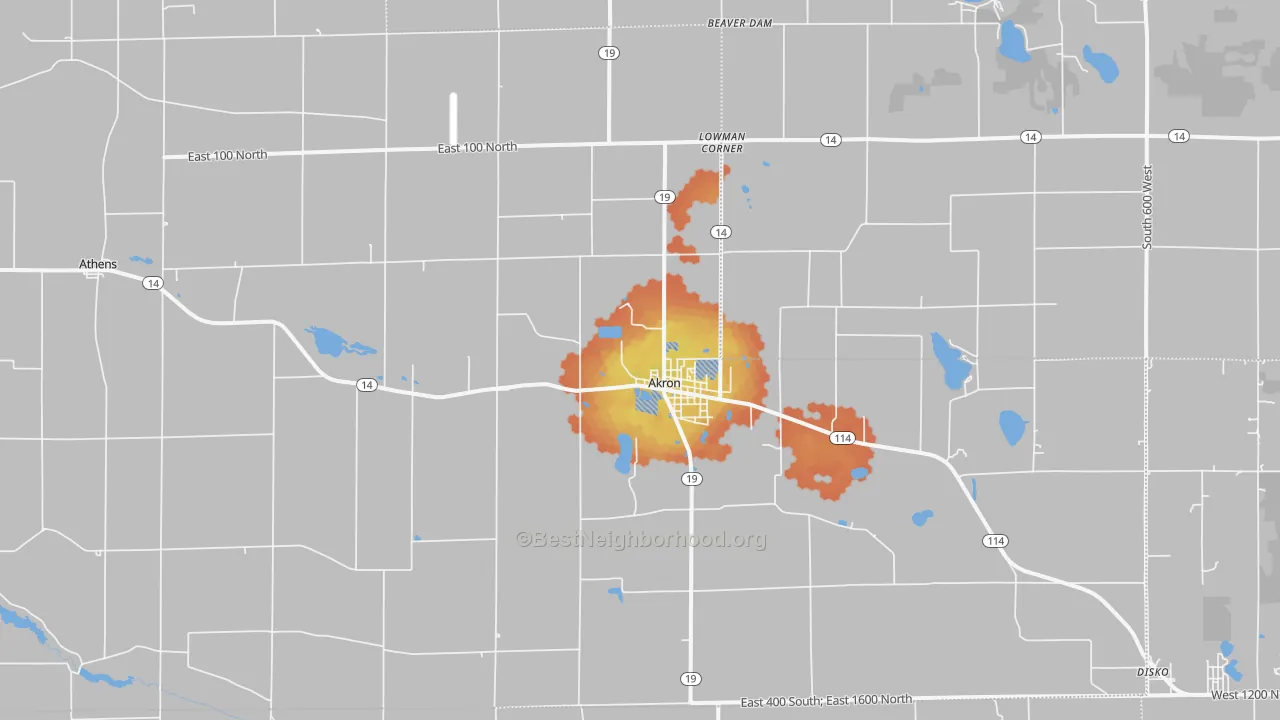 Bike Grade map of 46910, IN