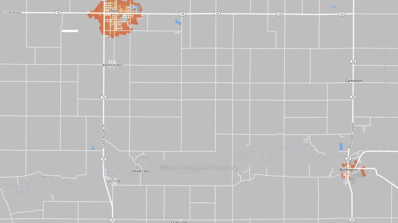 Bike Grade map of 46913, IN