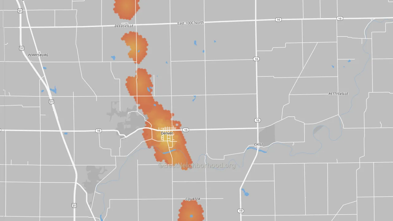 Bike Grade map of 46926, IN