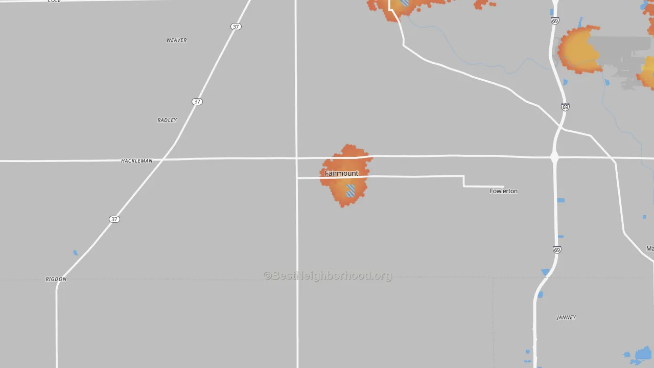 Bike Grade map of 46928, IN
