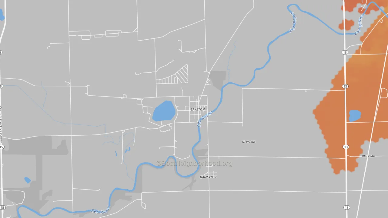 Bike Grade map of 46943, IN