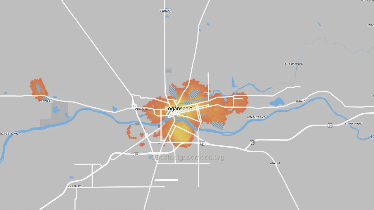 Bike Grade map of 46947, IN