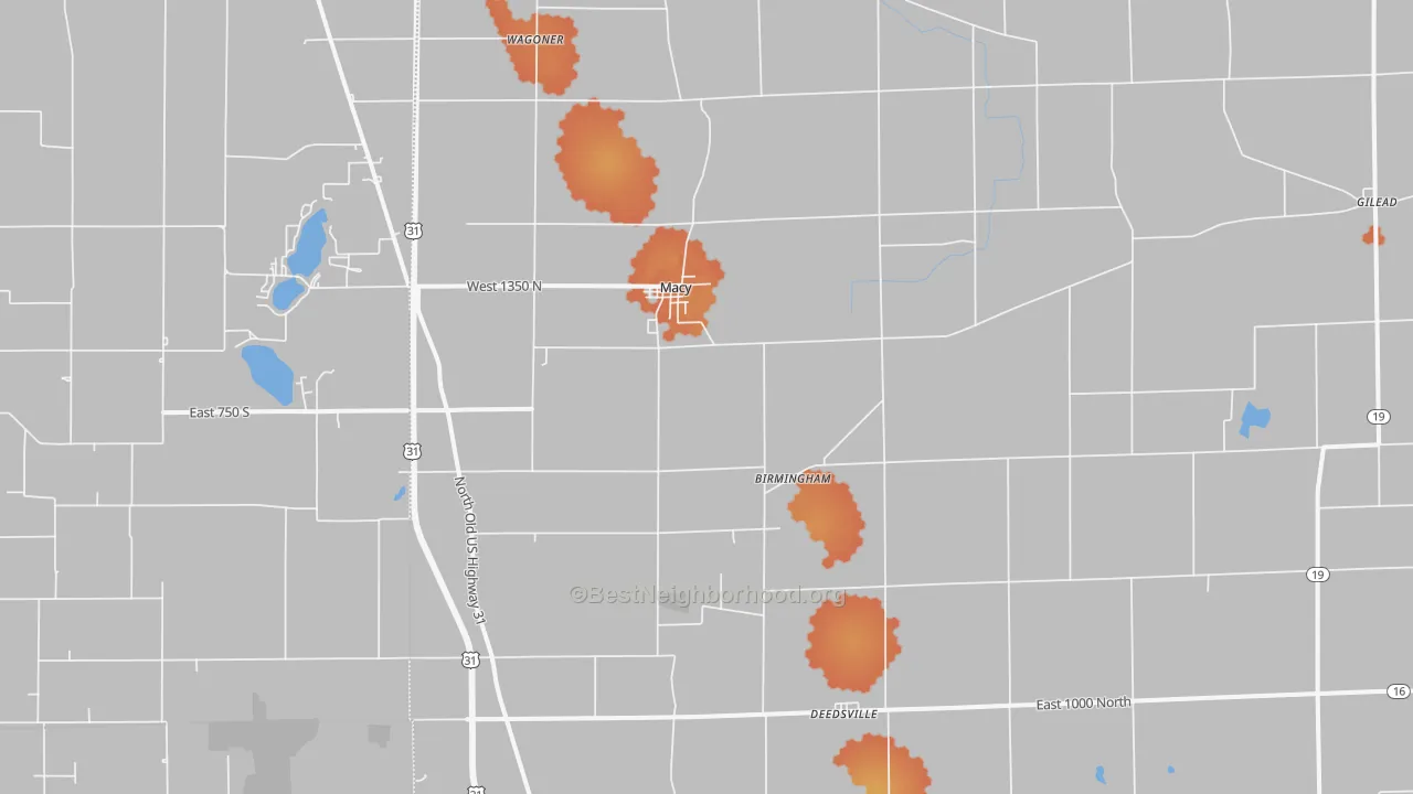 Bike Grade map of 46951, IN