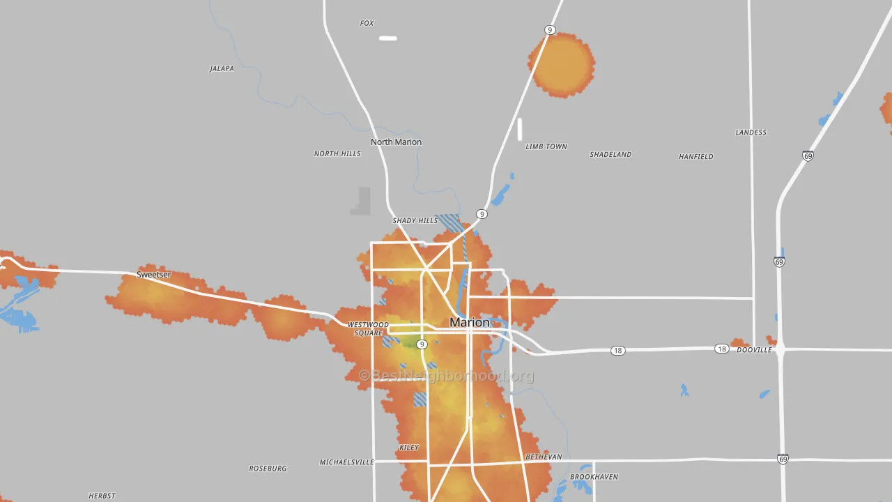 Bike Grade map of 46952, IN