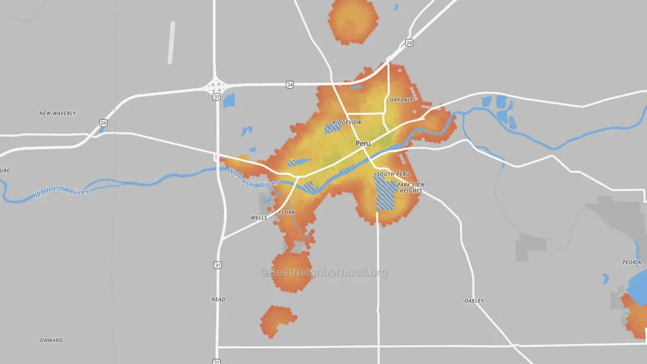 Bike Grade map of 46970, IN