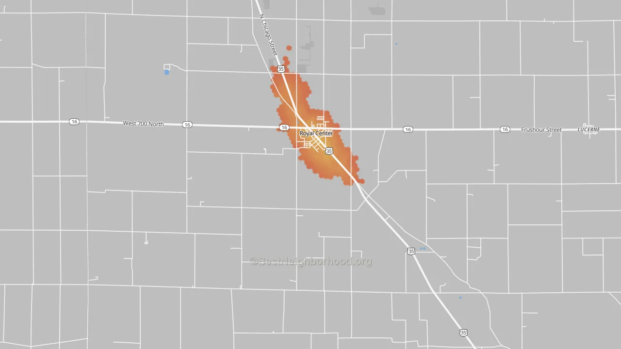 Bike Grade map of 46978, IN