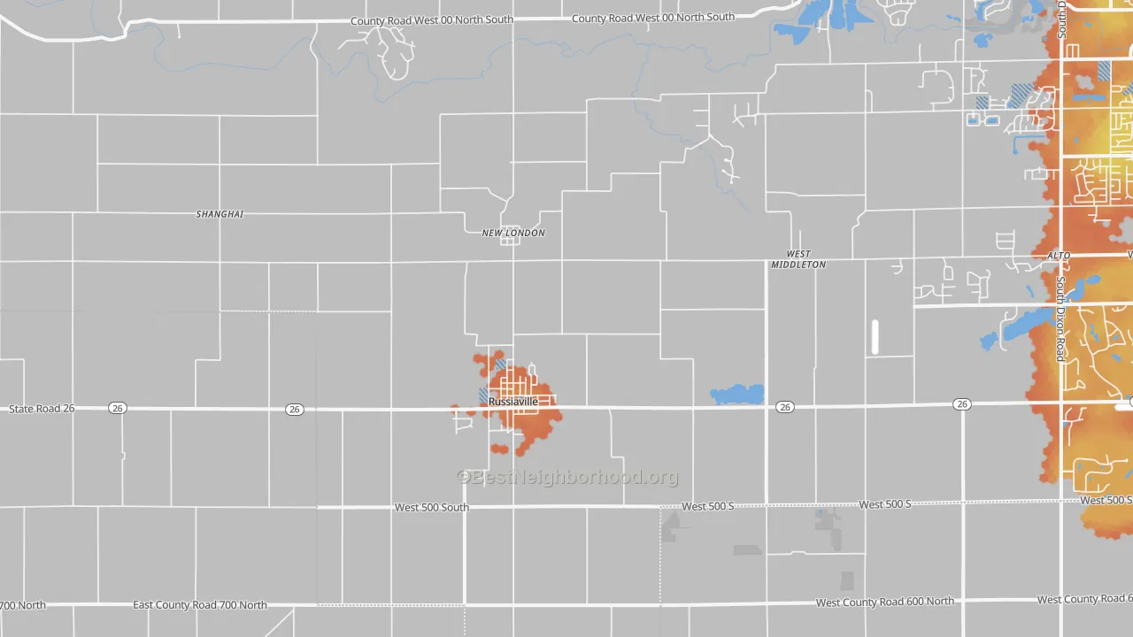 Bike Grade map of 46979, IN