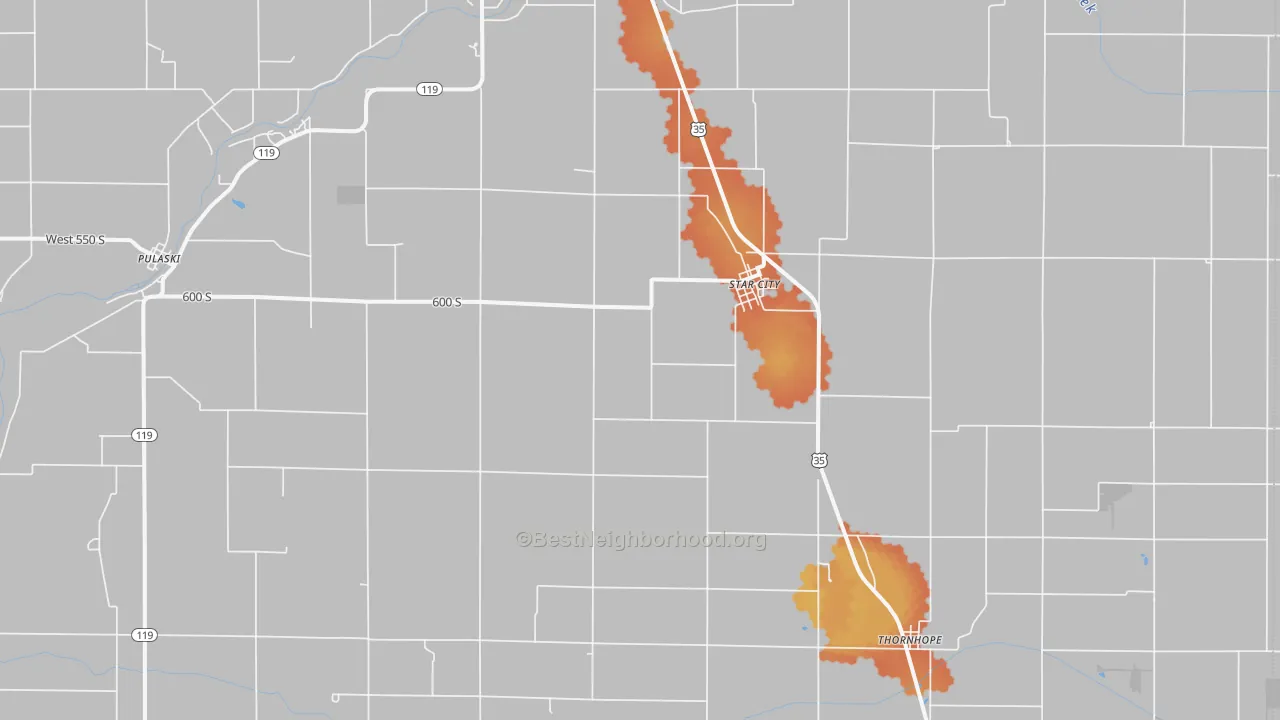 Bike Grade map of 46985, IN