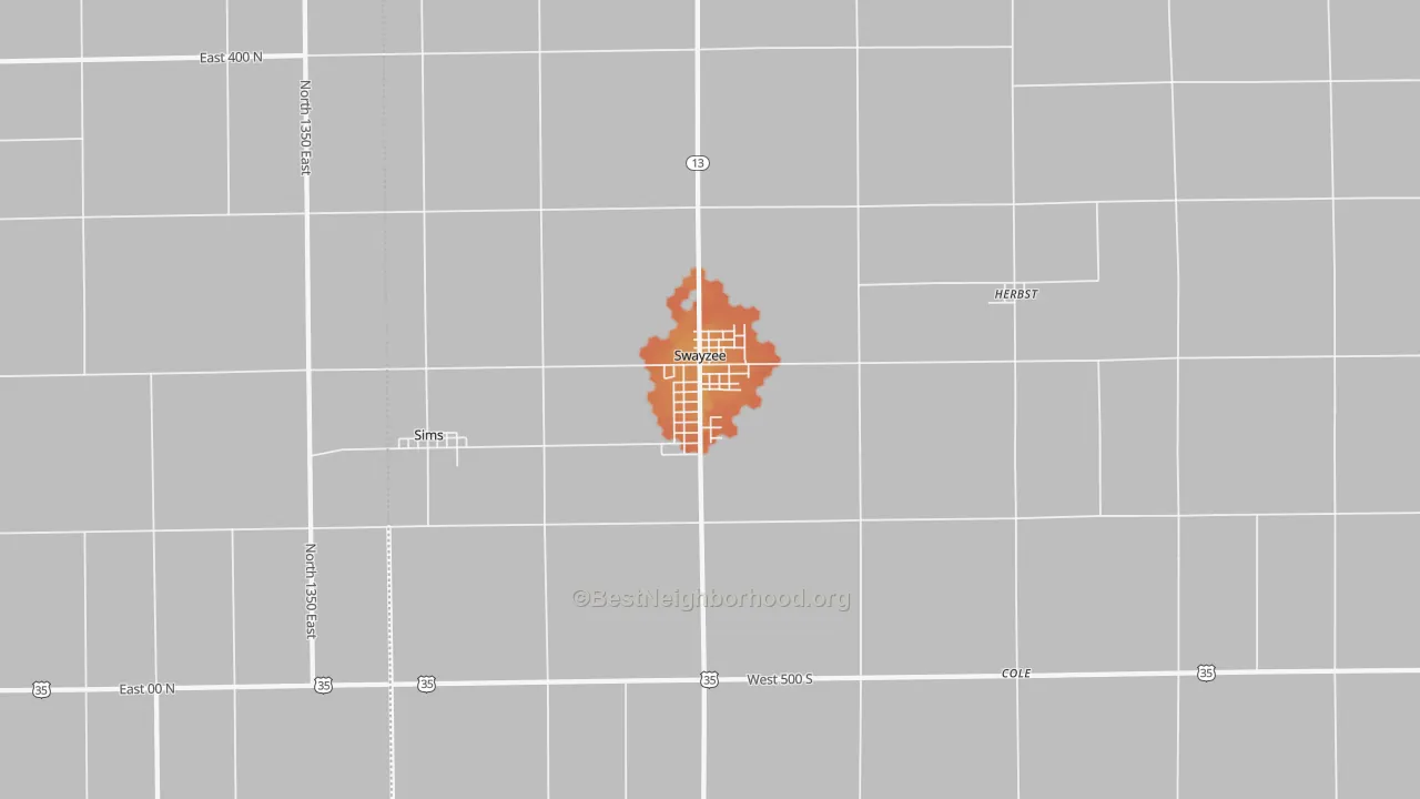 Bike Grade map of 46986, IN