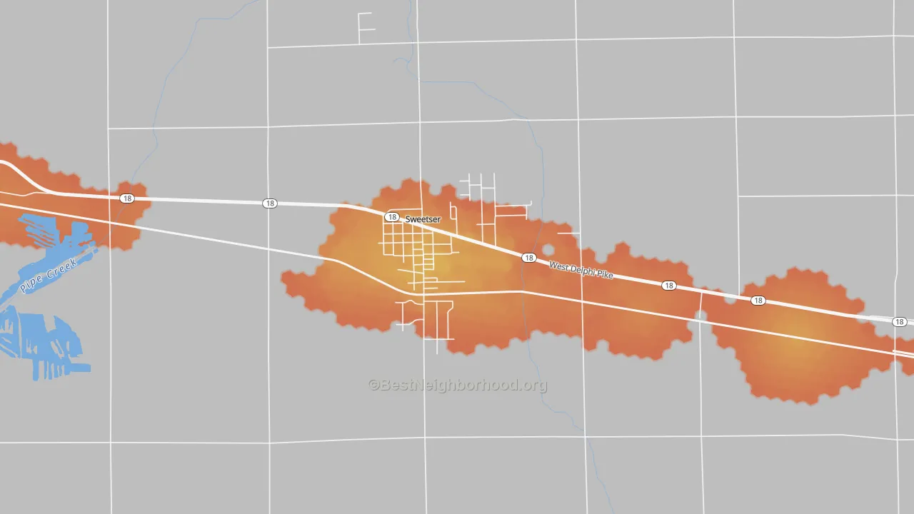 Bike Grade map of 46987, IN