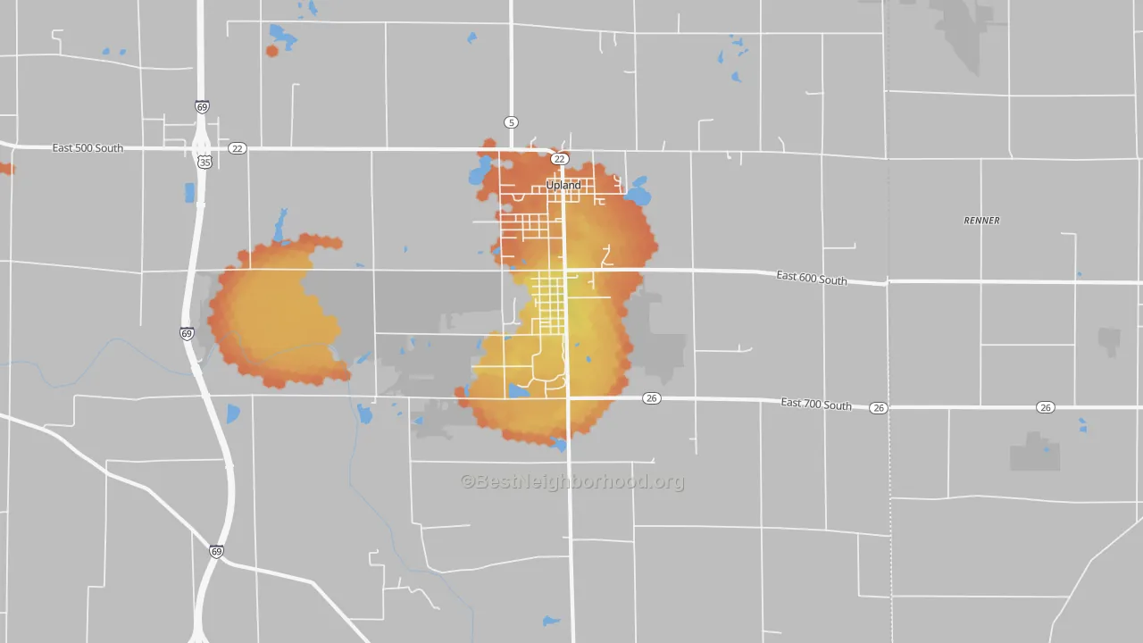 Bike Grade map of 46989, IN