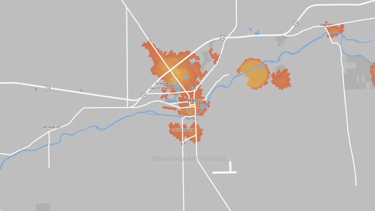 Bike Grade map of 46992, IN