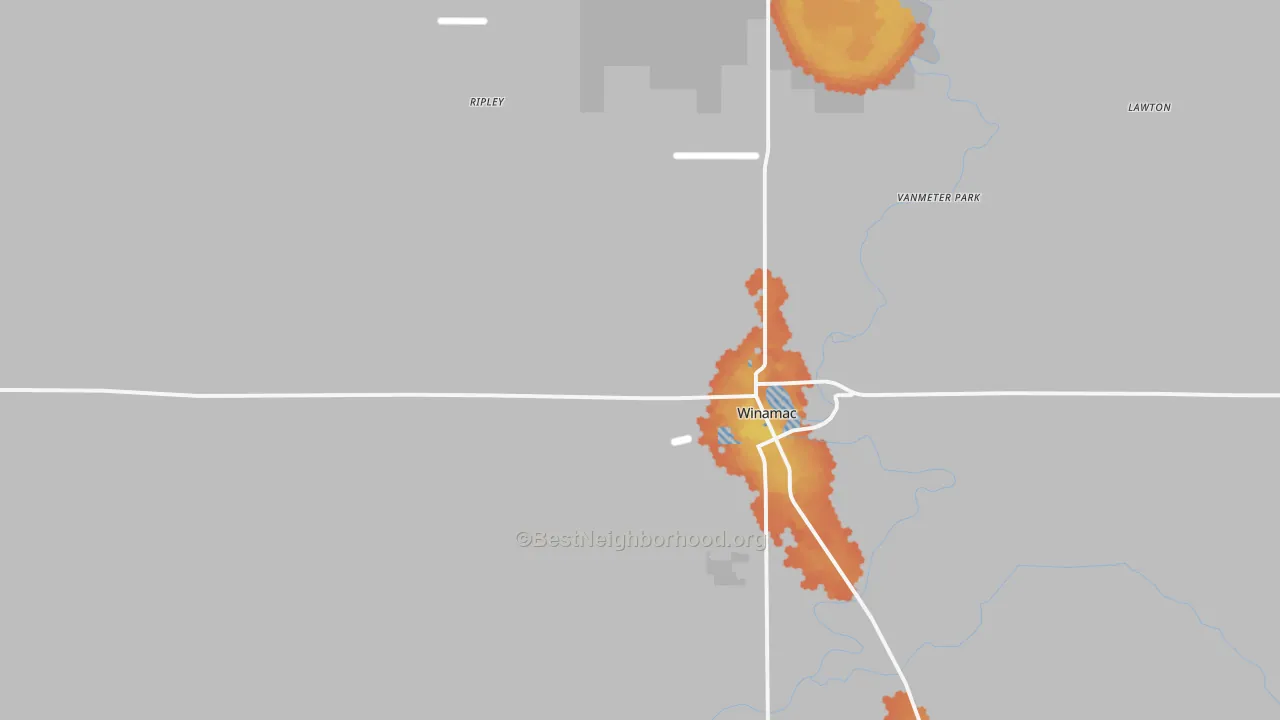 Bike Grade map of 46996, IN