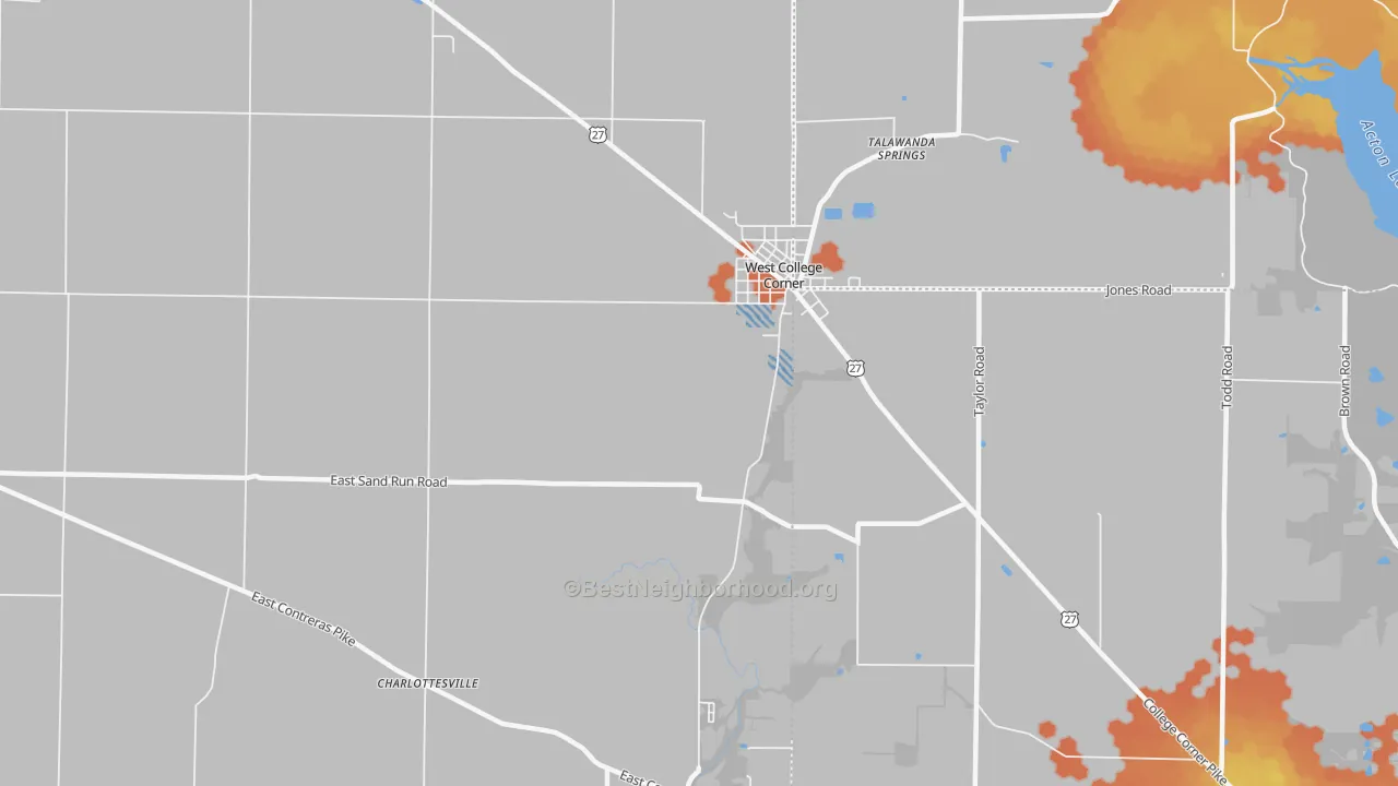 Bike Grade map of 47003, IN