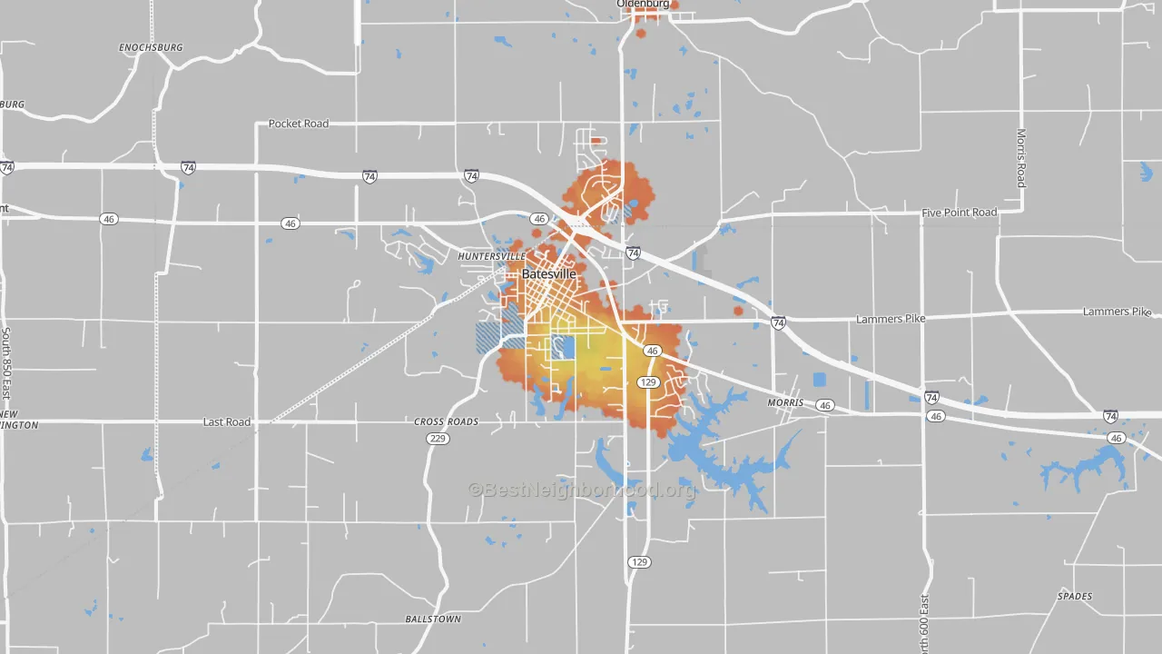 Bike Grade map of 47006, IN
