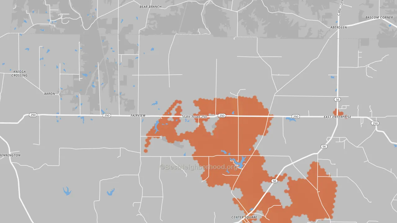Bike Grade map of 47011, IN