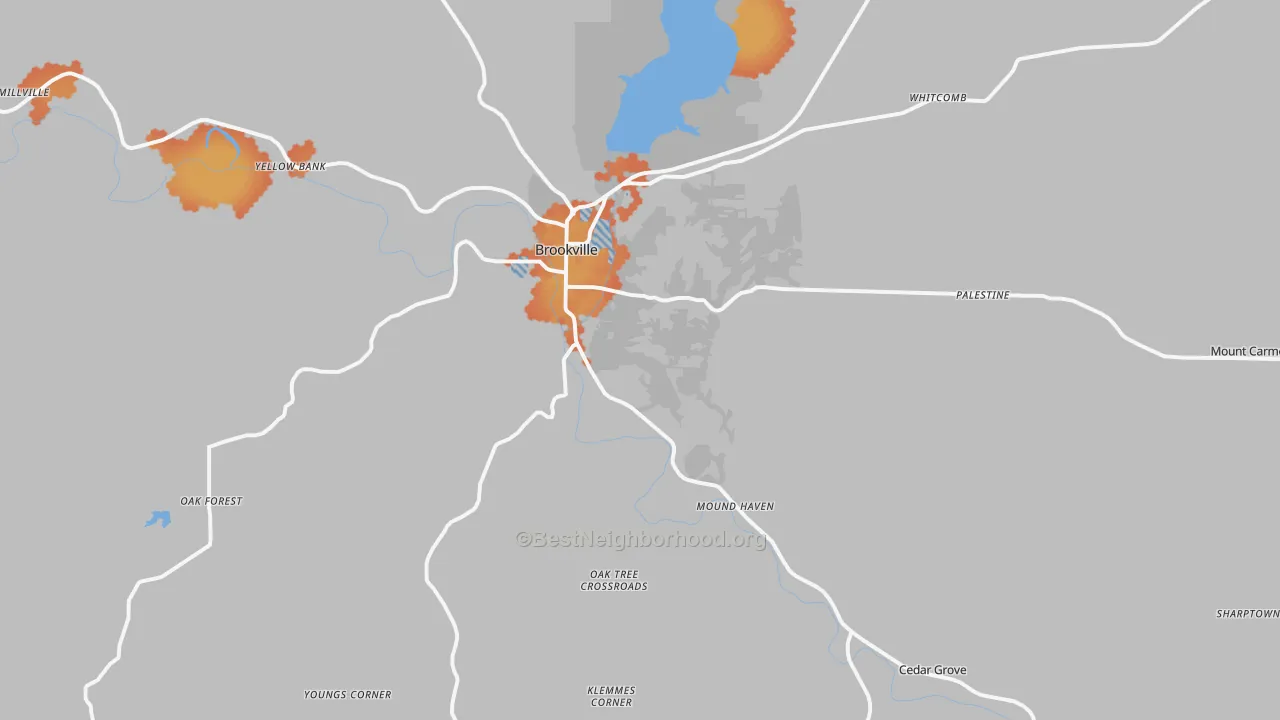Bike Grade map of 47012, IN