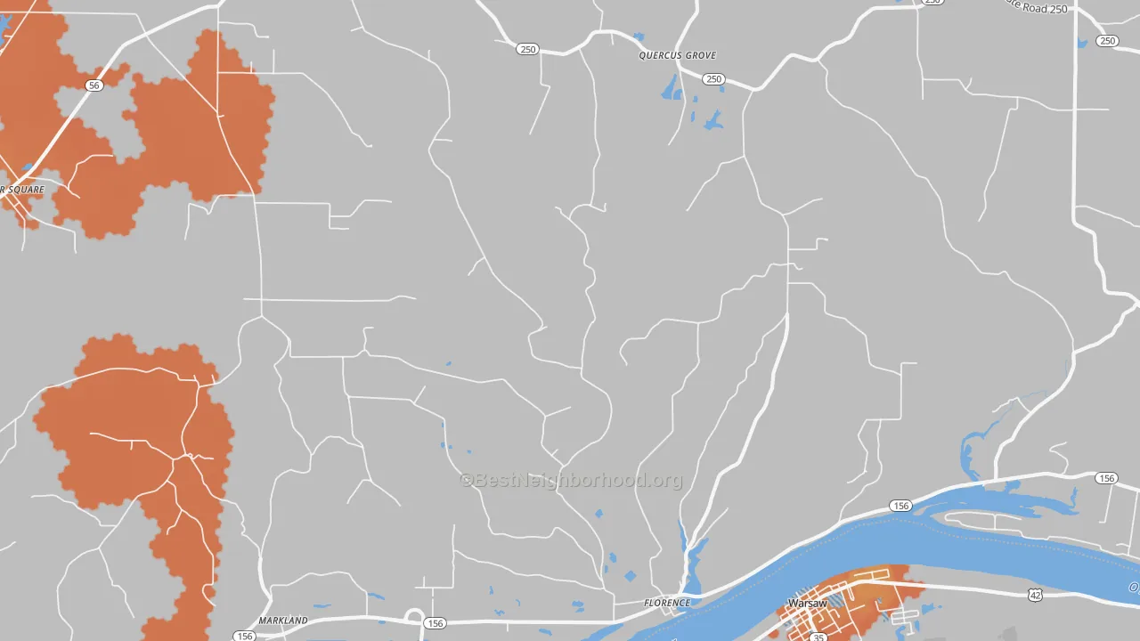 Bike Grade map of 47020, IN
