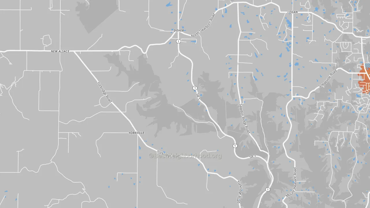Bike Grade map of 47022, IN