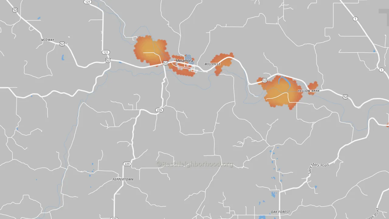 Bike Grade map of 47030, IN