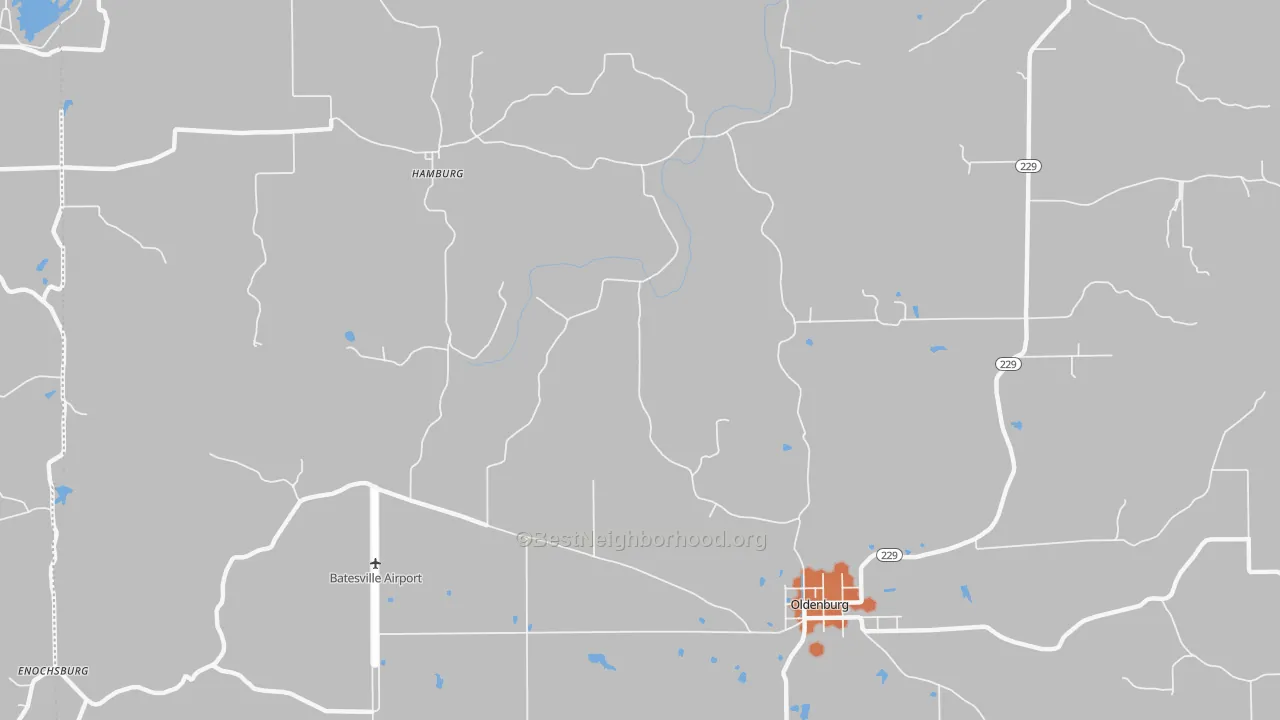 Bike Grade map of 47036, IN