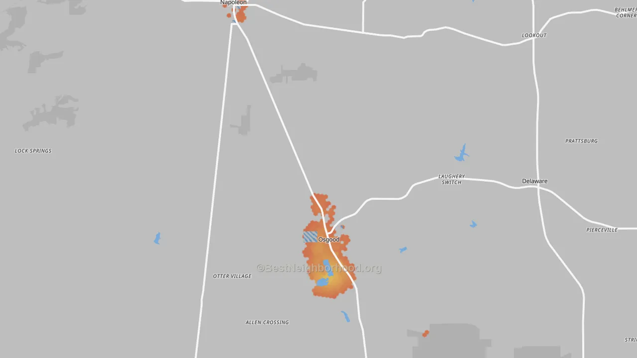 Bike Grade map of 47037, IN
