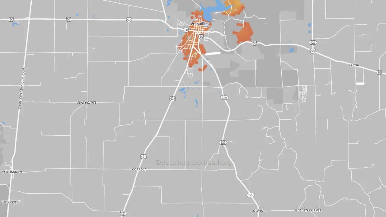 Bike Grade map of 47042, IN