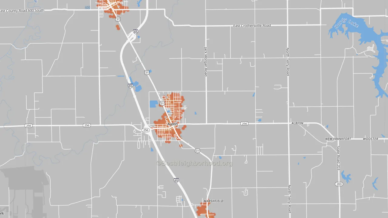 Bike Grade map of 47102, IN