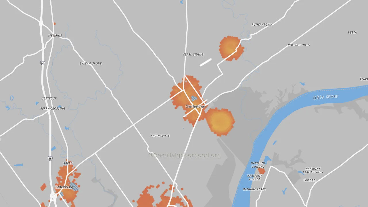 Bike Grade map of 47111, IN