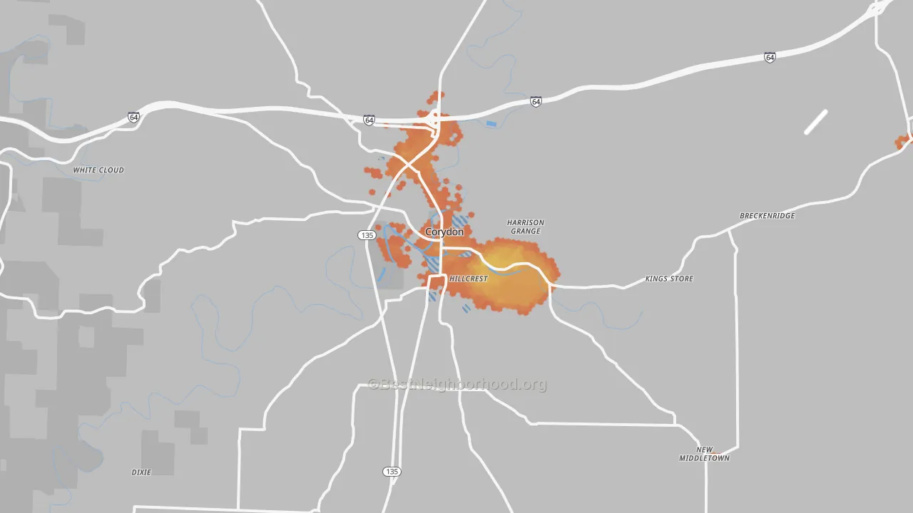 Bike Grade map of 47112, IN