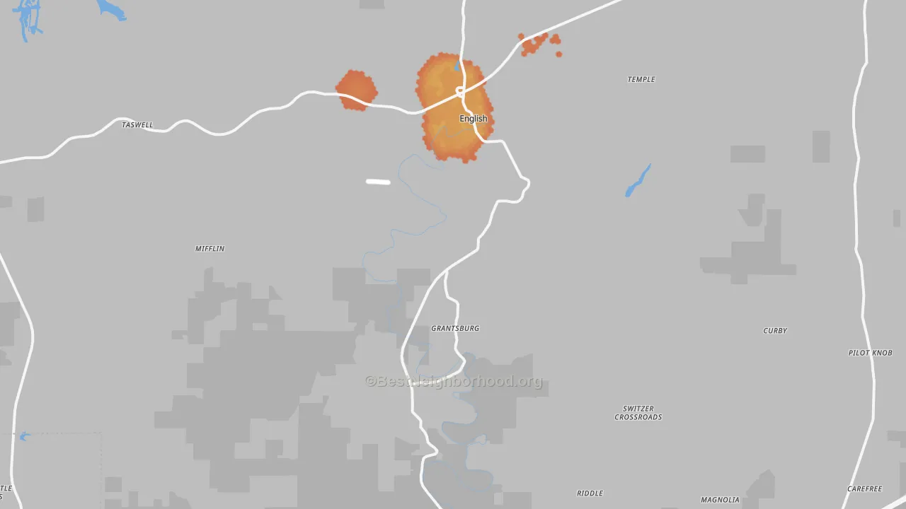 Bike Grade map of 47118, IN