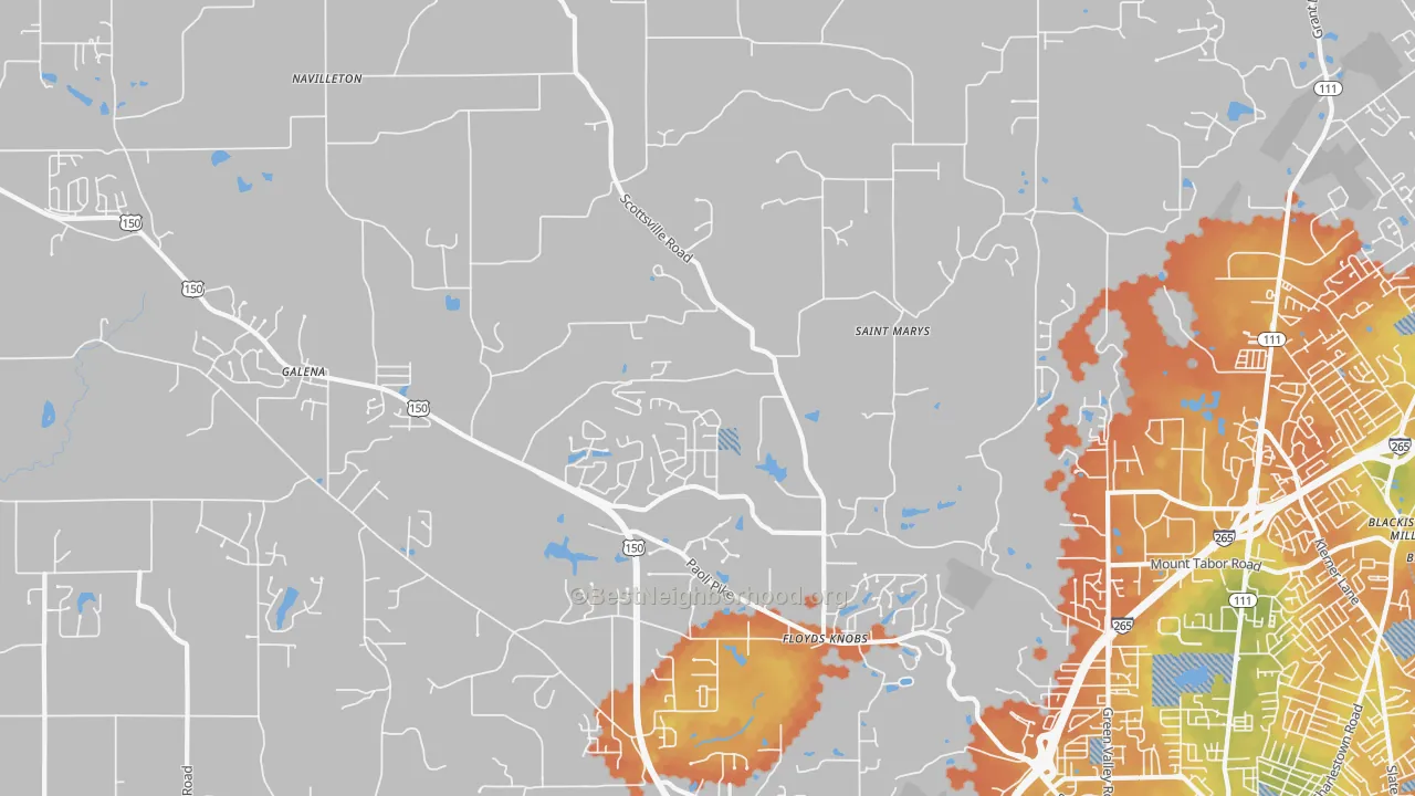 Bike Grade map of 47119, IN