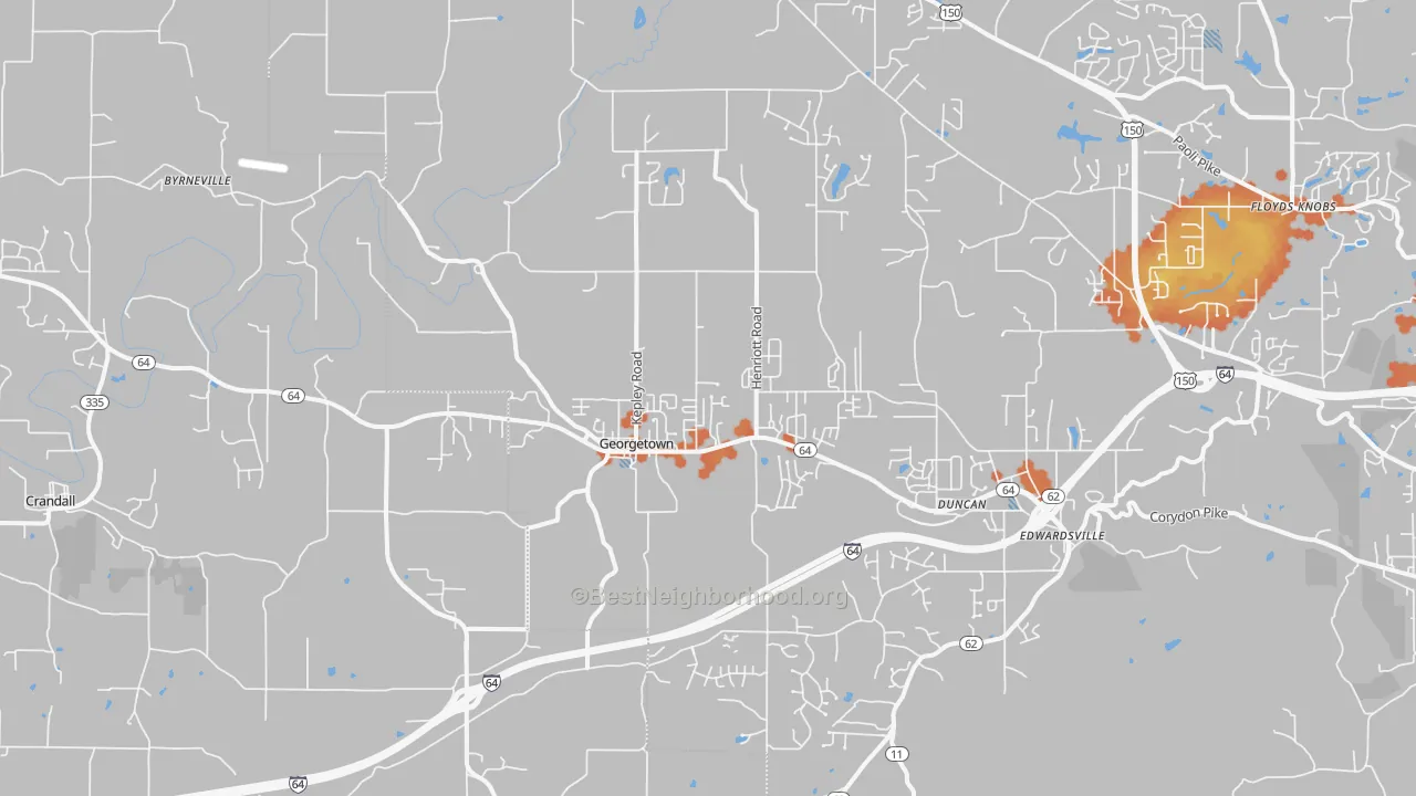 Bike Grade map of 47122, IN