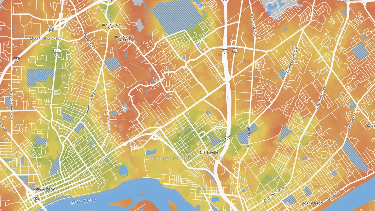 Bike Grade map of 47129, IN